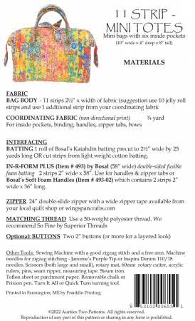 Back of the Strip Mini Tote Pattern by Aunties Two