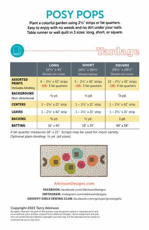 Back of the Posy Pops Quilt Pattern by Atkinson Designs