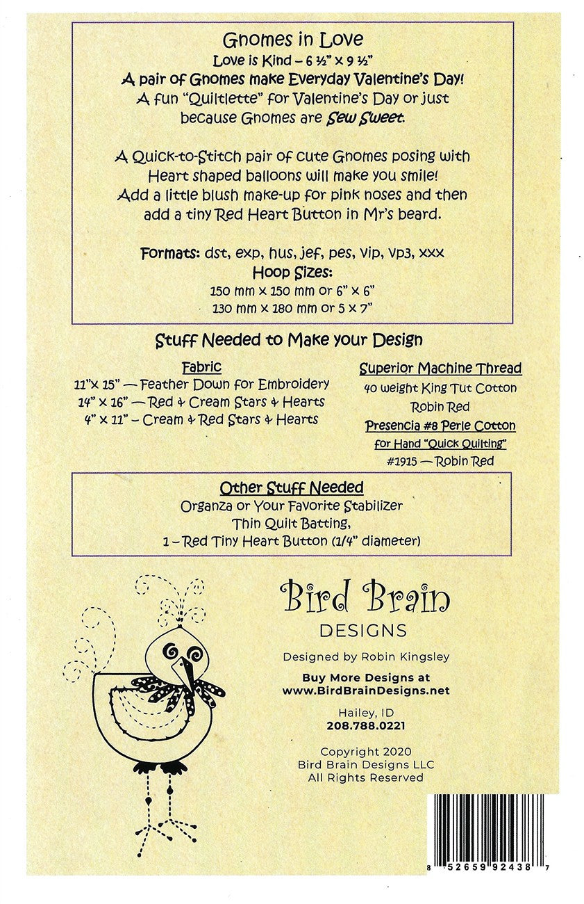 Gnomes in Love Machine Embroidery