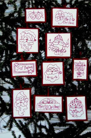 Santa Redwork Ornaments