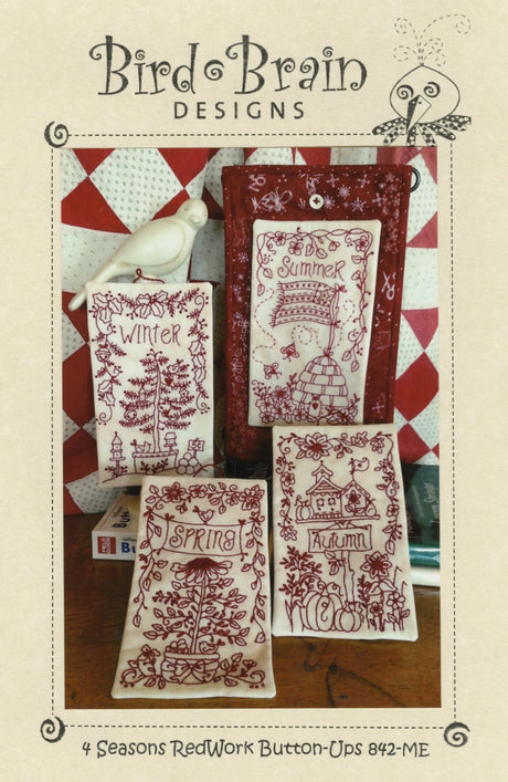 Embroidery CD 4 Seasons Redwork Button-Ups