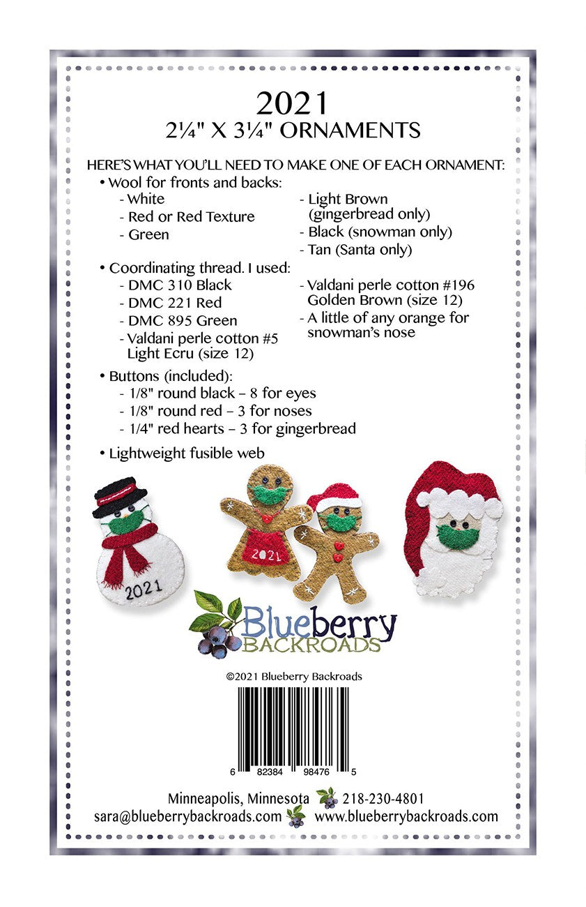 Back of the 2021 Christmas Craft Pattern