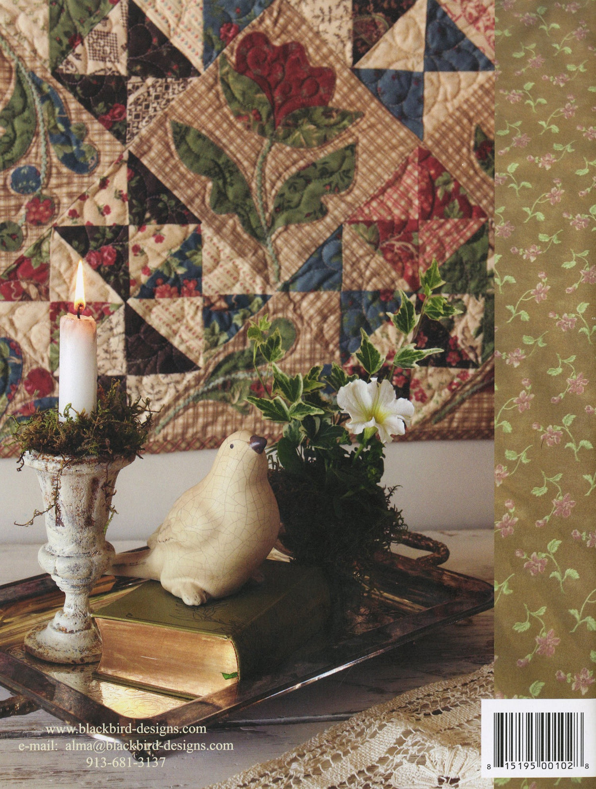Back of the In Full Bloom Quilting Book by Blackbird Designs