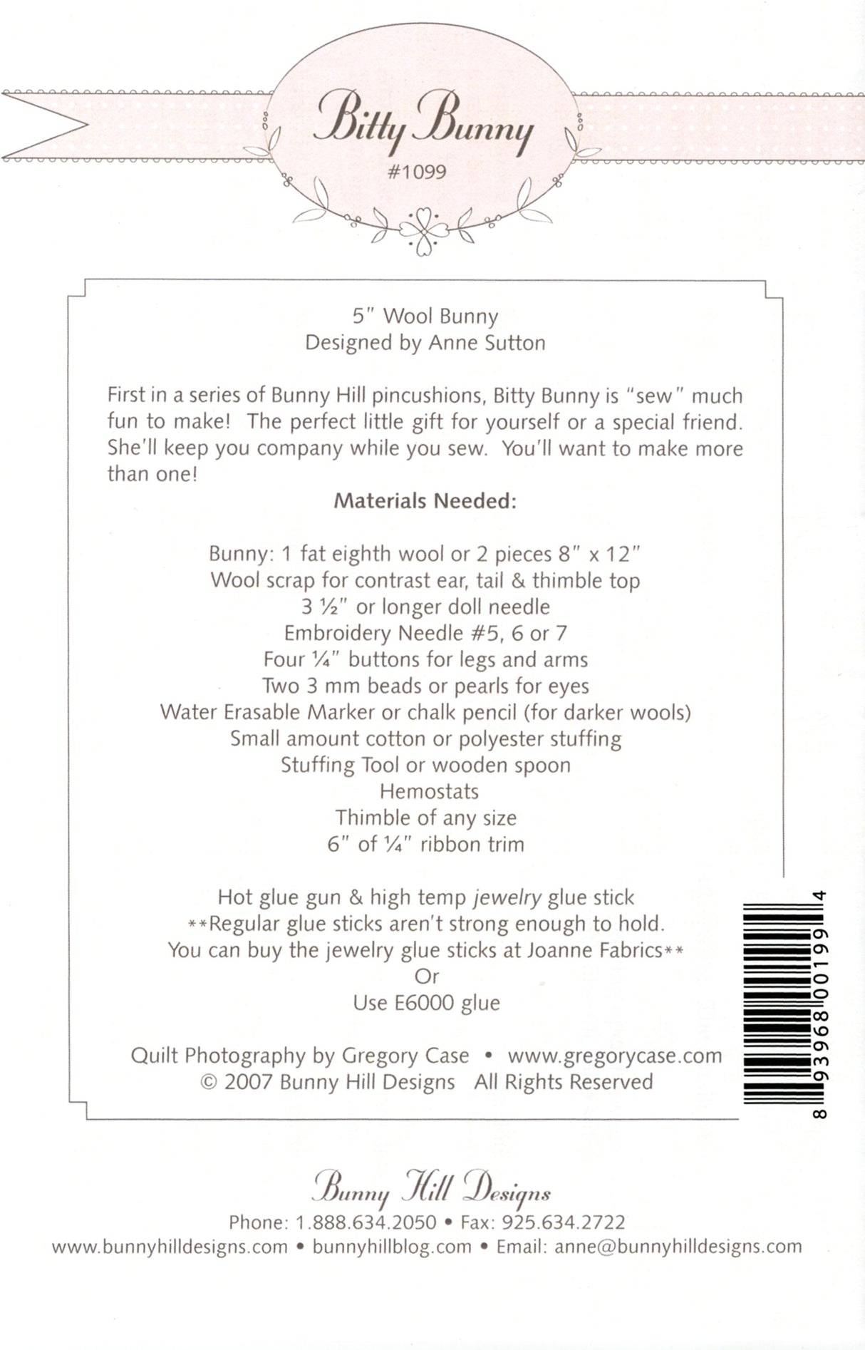 Bitty Bunny Pincushion