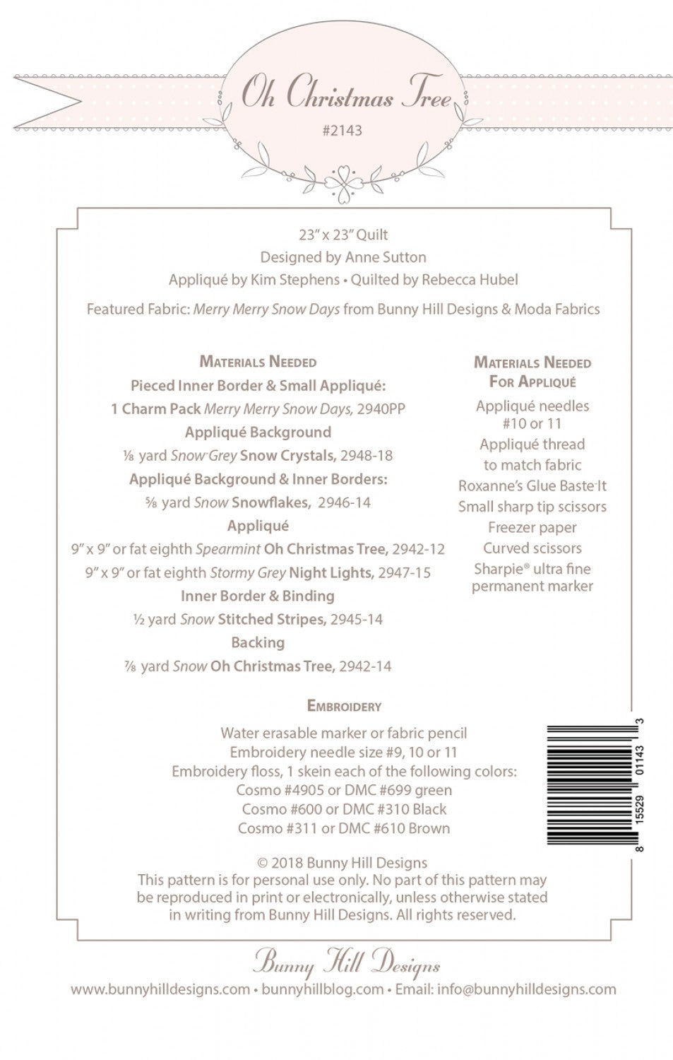 Oh Christmas Tree Bunny Hill Mini Pattern