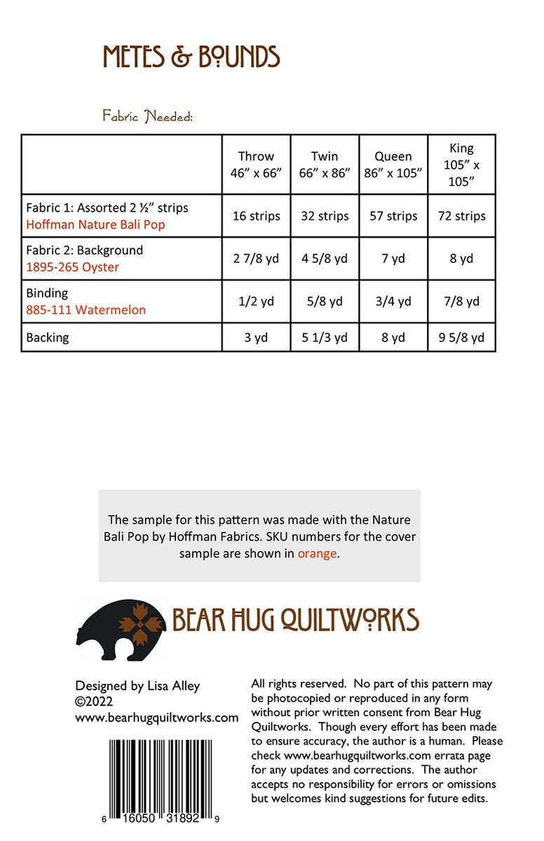 Metes & Bounds Quilt Pattern Quilting Books Patterns and Notions