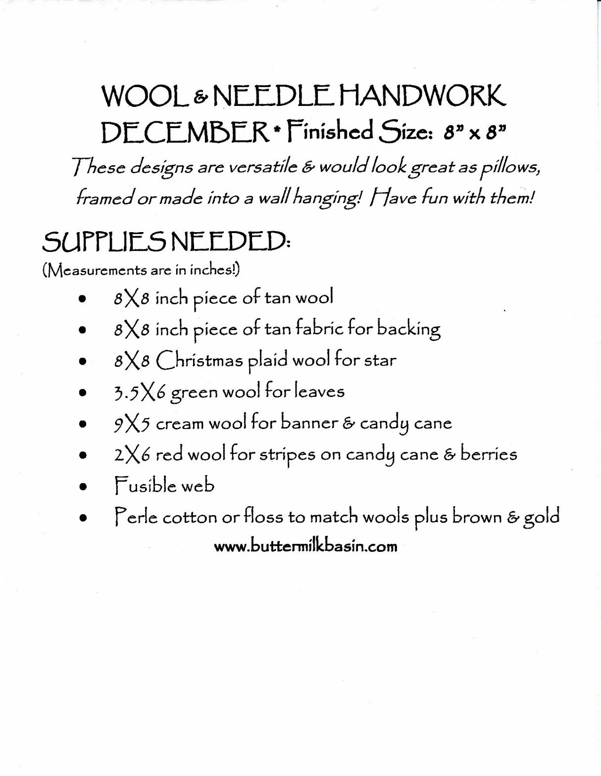 Wool & Needle Block of the Month - December