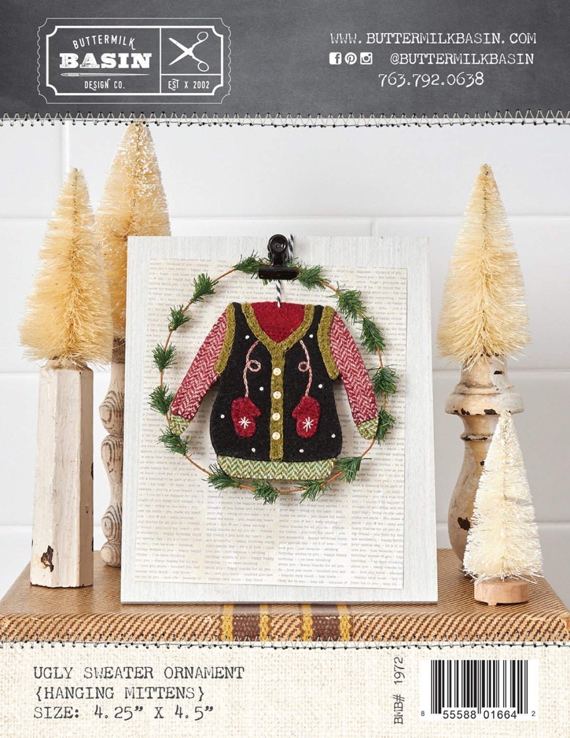 Ugly Sweater Ornament - Hanging Mittens