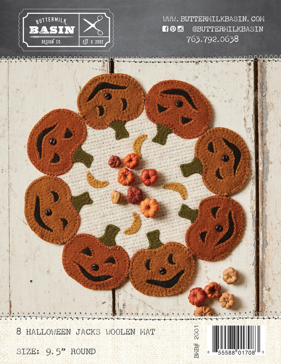 8 Halloween Jacks Woolen Mat