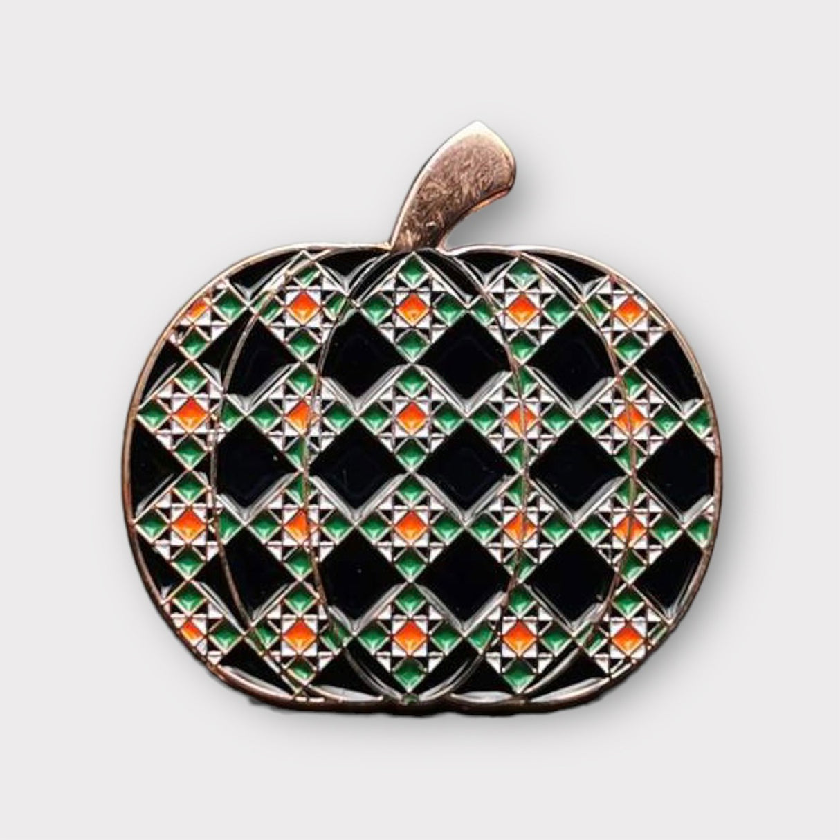 Quilt Pumpkin Enamel Pin by Built Quilt Distribution