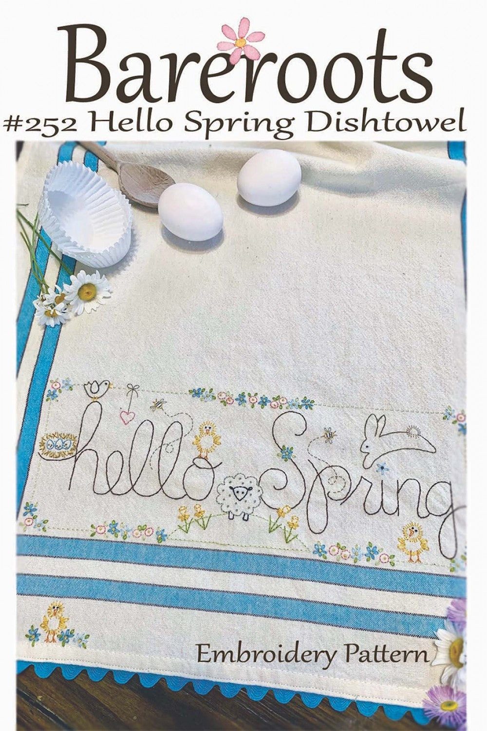 Hello Spring Embroidered Dishtowel Pattern