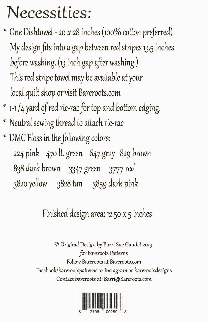 Sweet as Pie Embroidery Dishtowel Pattern