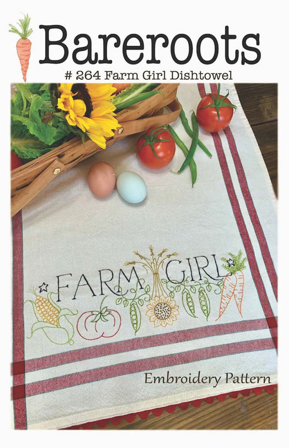 Farm Girl Embroidery Dishtowel Pattern