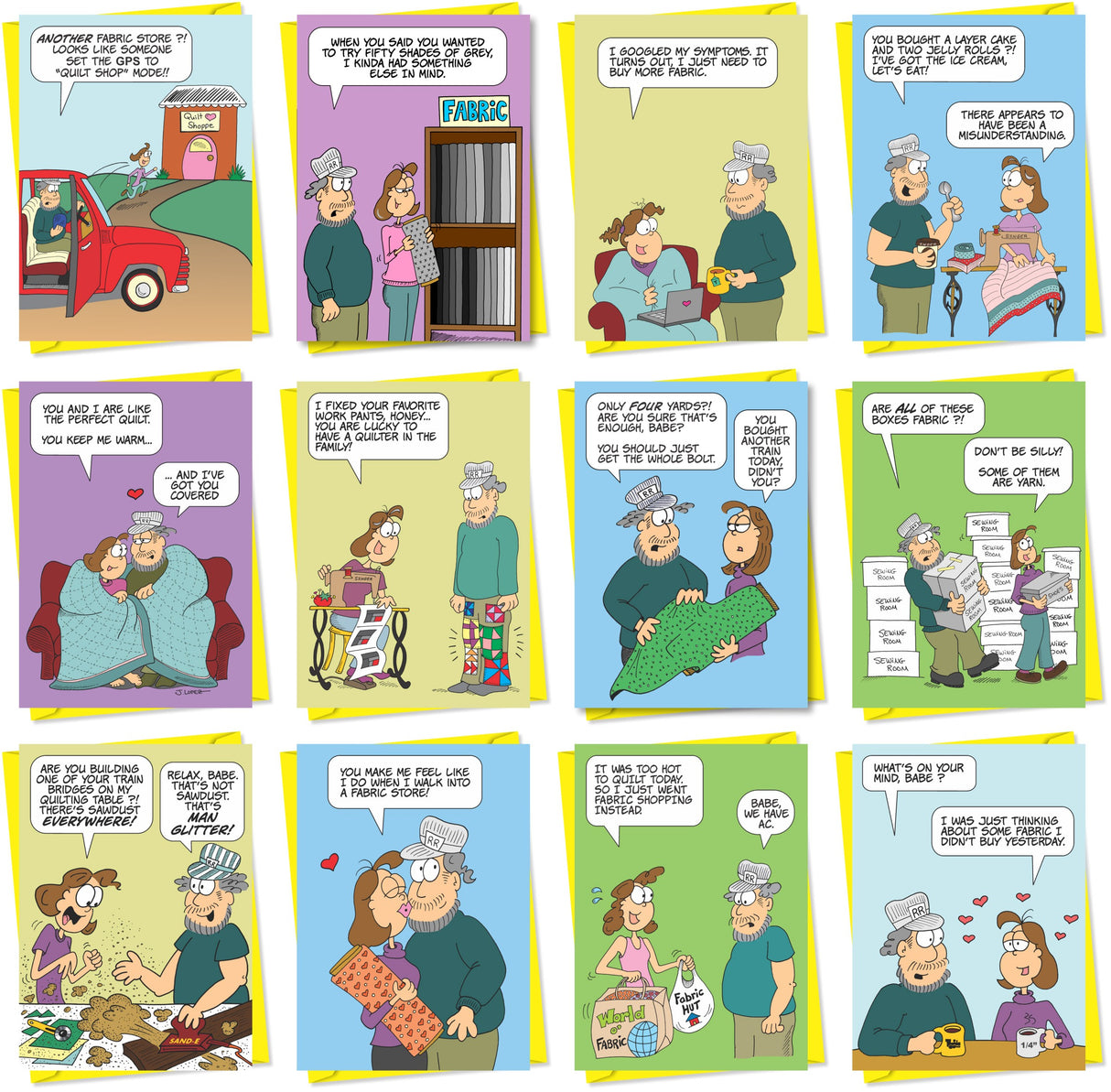 Greeting Cards for Quilters Variety 12 Pack