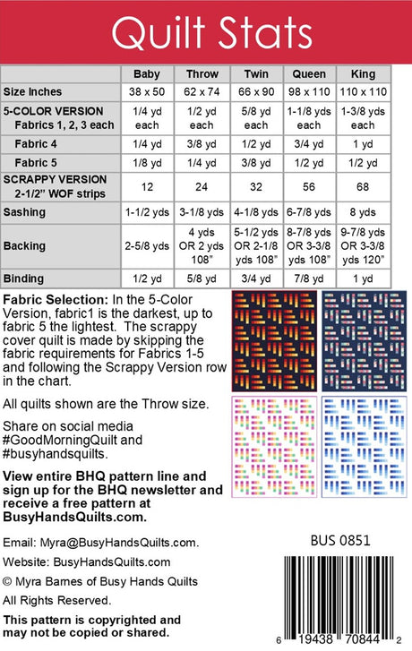Back of the Good Morning Quilt Pattern by Busy Hands