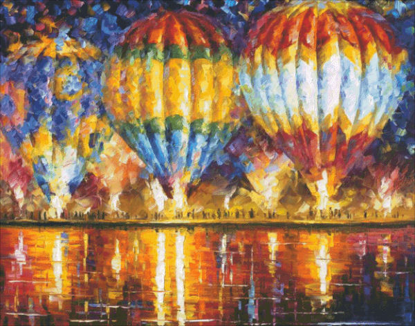 Balloon Reflections Cross Stitch By Leonid Afremov