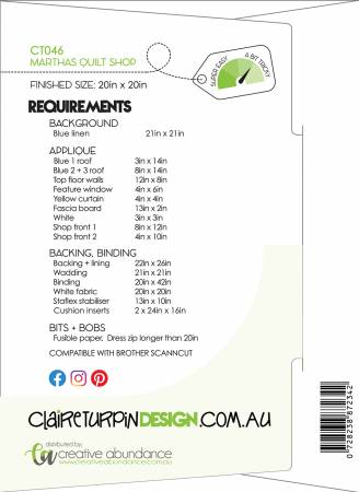 Back of the Martha's Quilt Shop Pattern by Creative Abundance