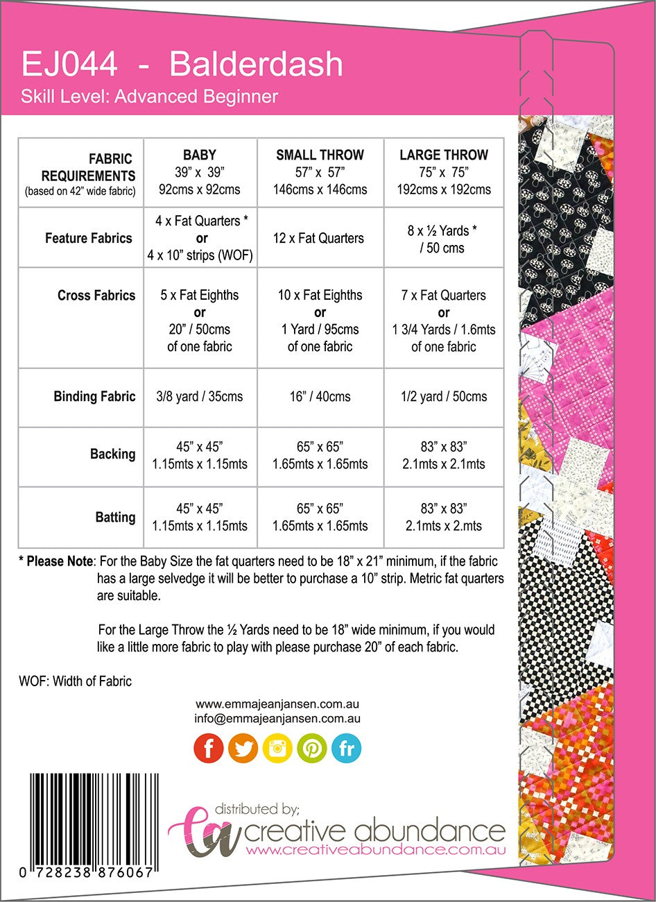 Back of the Balderdash Quilt Pattern by Creative Abundance