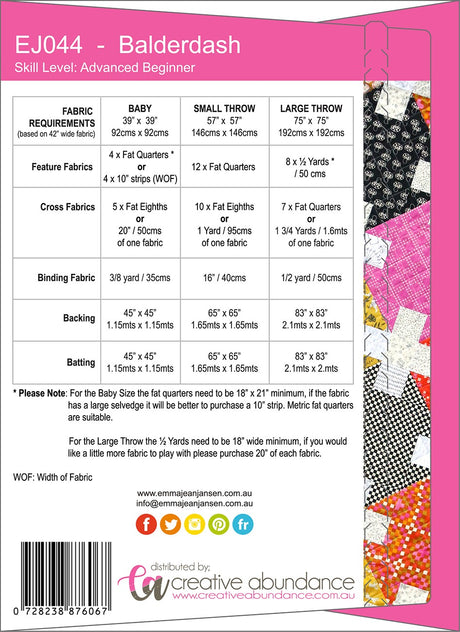 Back of the Balderdash Quilt Pattern by Creative Abundance