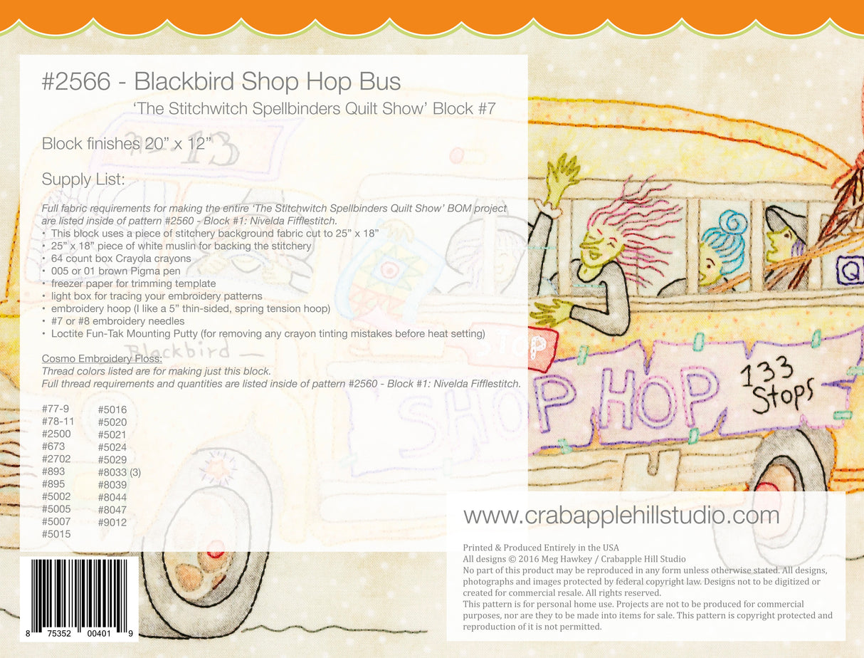 Stitchwitch Spellbinders Quilt Show 7 Blackbird Shop Hop Bus