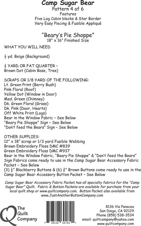 Pattern 4 Beary's Pie Shoppe