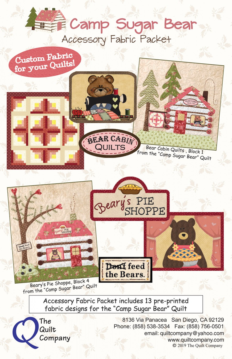 Camp Sugar Bear Accessory Fabric Packet