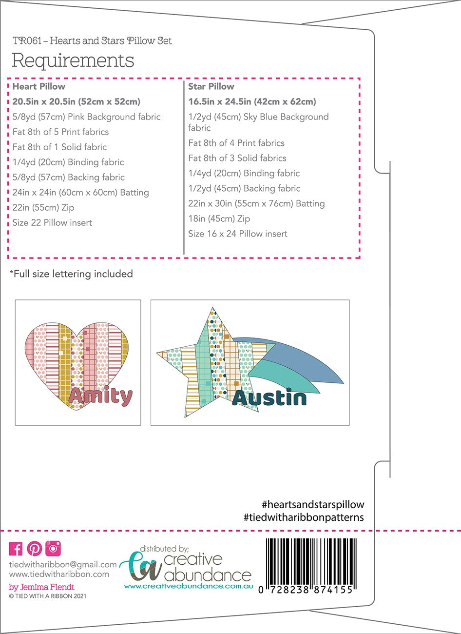 Back of the Hearts & Stars Pillow Set Pattern by Creative Abundance