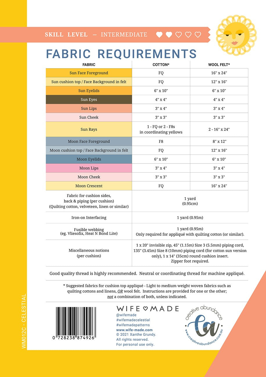 Back of the Celestial Quilt Pattern by Creative Abundance