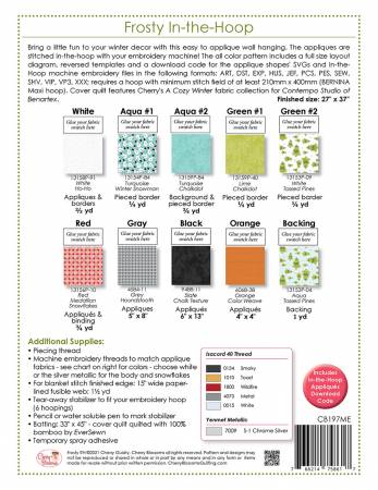 Back of the Frosty In-the-Hoop Applique Pattern by Cherry Blossoms