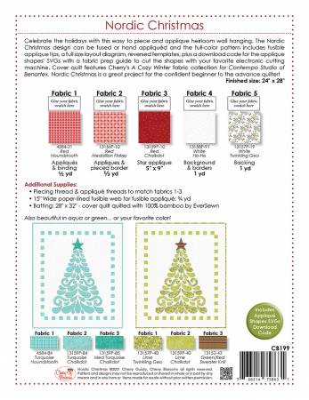 Back of the Nordic Christmas Quilt Pattern by Cherry Blossoms