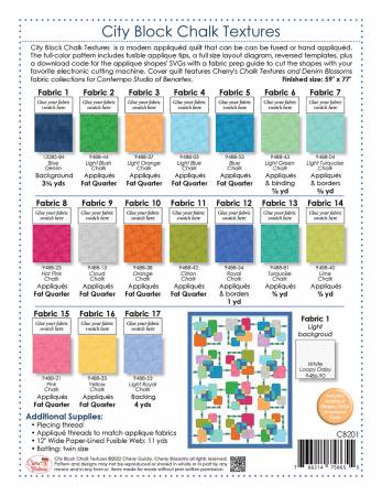 Back of the City Block Chalk Textures Quilt Pattern by Cherry Blossoms