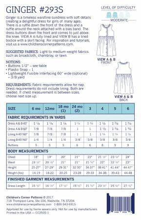 Ginger - Sizes 6mos-6 years Pattern