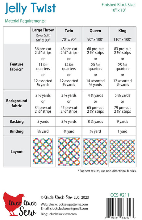 Back of the Jelly Twist Quilt Pattern by Cluck Cluck Sew