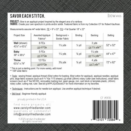 Back of the Bow Quilt Pattern by Carolyn Friedlander