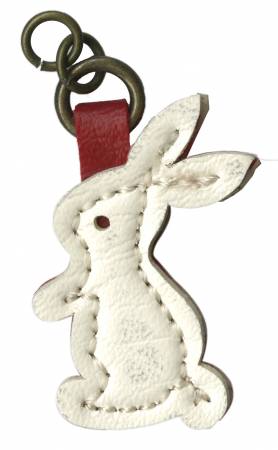 Zipper Charm Leather Like Bunny White