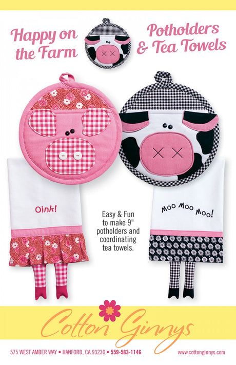 Happy On The Farm Potholders & Tea Towels
