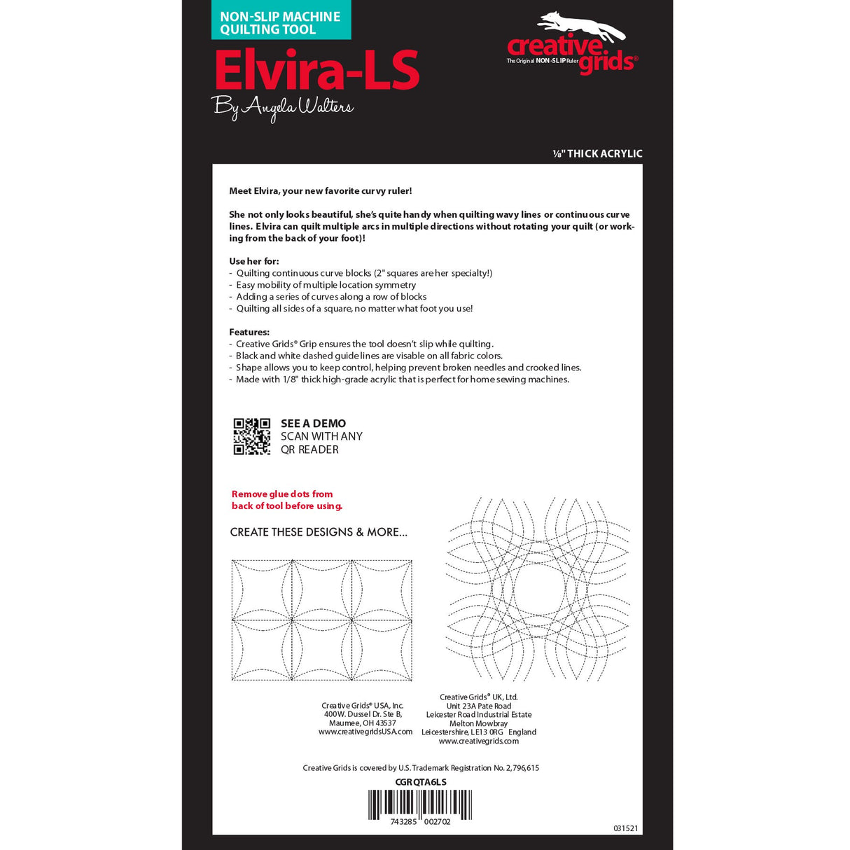 Creative Grids Low Shank Machine Quilting Tool Elvira