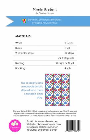 Back of the Picnic Baskets Quilt Pattern by Charisma Horton