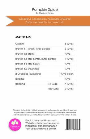 Back of the Pumpkin Spice Quilt Pattern by Charisma Horton