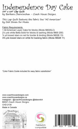 Back of the Independence Day Cake Quilt Pattern by Coach House Designs