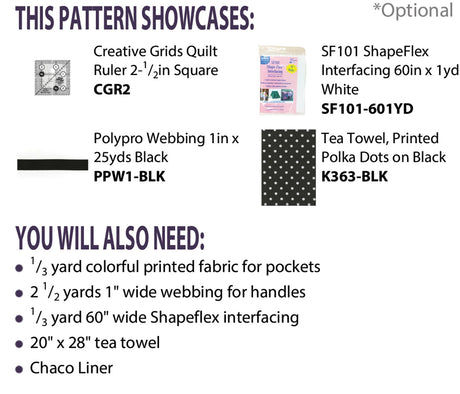 Back of the Tea Towel Tote Bag Pattern by Cut Loose Press