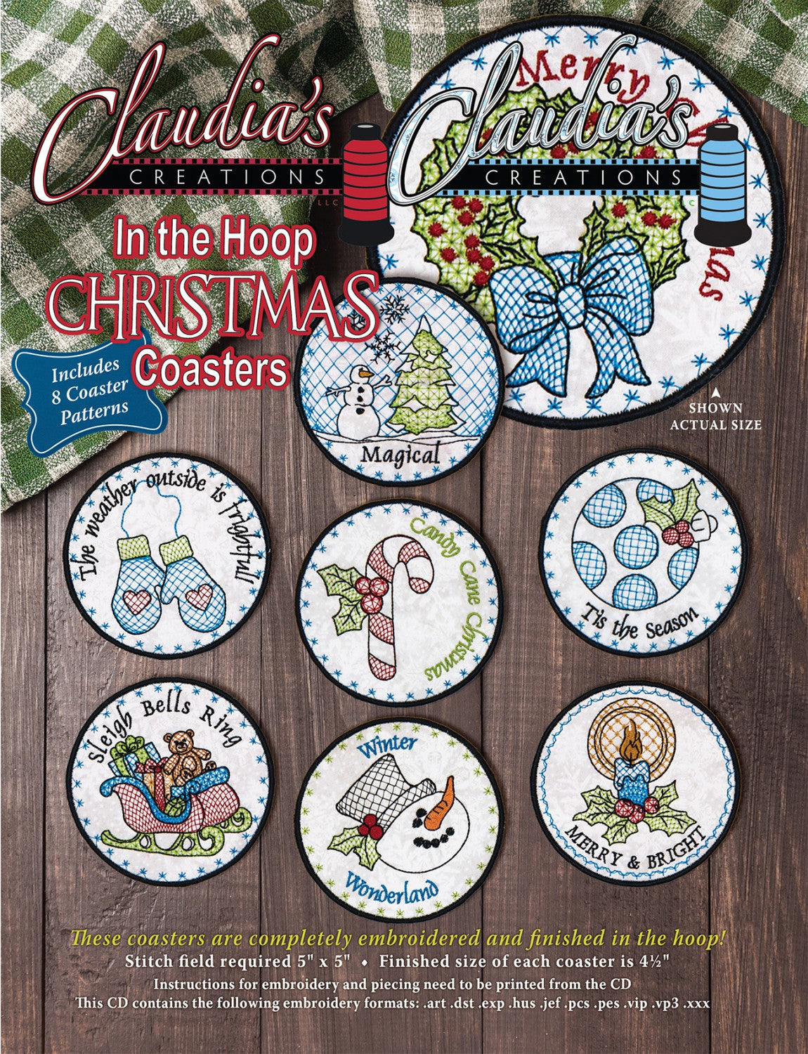 In the Hoop Christmas Coasters