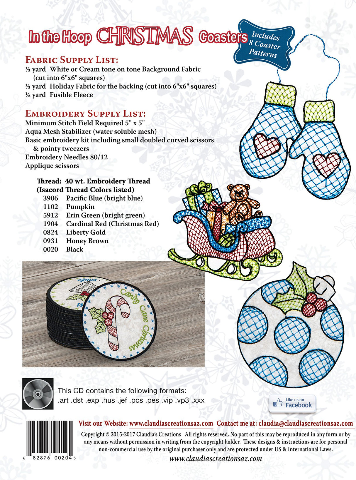 In the Hoop Christmas Coasters