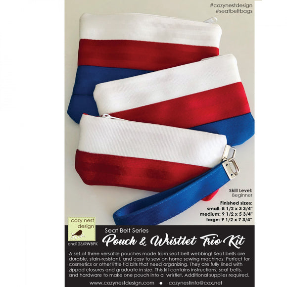 Seat Belt Pouch & Wristlet Trio Kit in Red, White and Blue