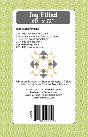 Back of the Joy Filled Quilt Pattern by Coriander Quilts