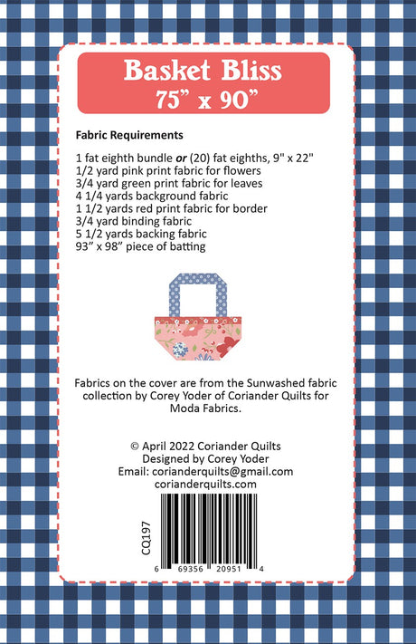 Back of the Basket Bliss Quilt Pattern by Coriander Quilts