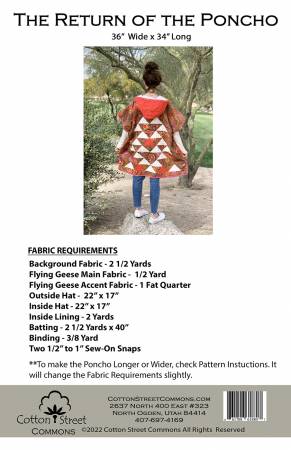 Back of the The Return of the Poncho Pattern by Cotton Street Commons
