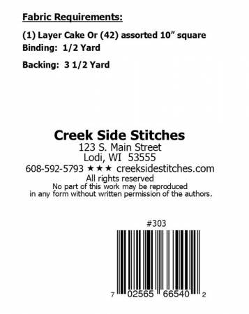 Back of the A Formal Affair Quilt Pattern by Creek Side Stitches