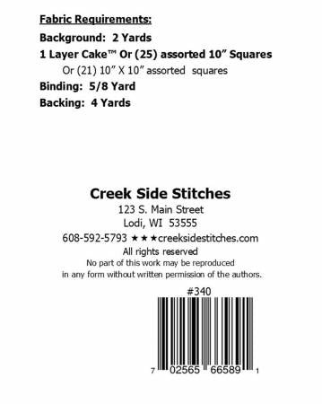 Back of the Jagged Quilt Pattern by Creek Side Stitches