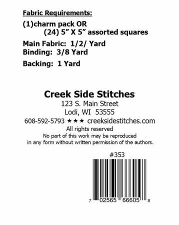 Back of the Charming Little Kinsley Quilt Pattern by Creek Side Stitches
